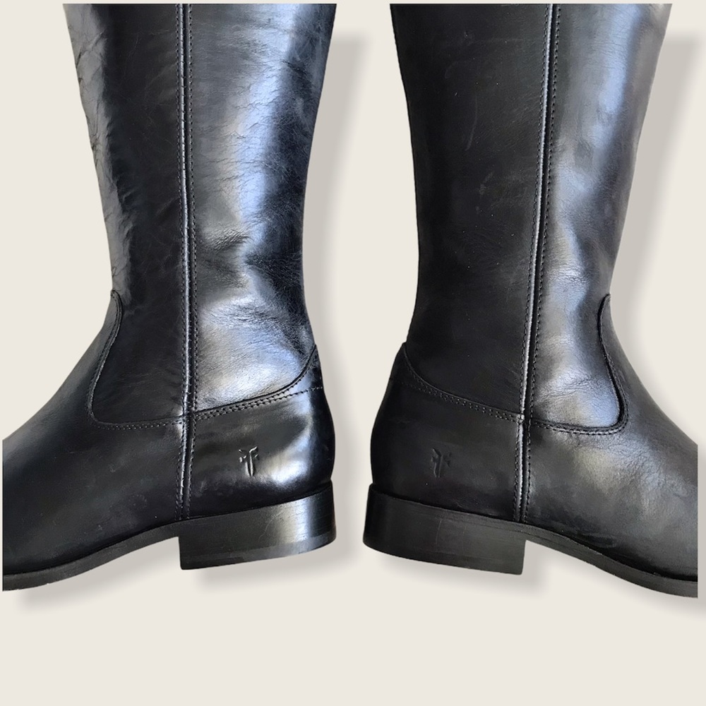 Frye Melissa Button Black Leather Knee High Boot - Picture 14 of 16